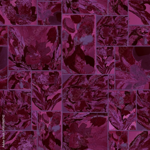 abstract grunge background design Geometric batik creative design seamless floral pattern repeat pattern fabric print design dark magenta colour background texture 