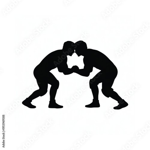 Silhouette of two athletes engaged in an intense arm wrestling match