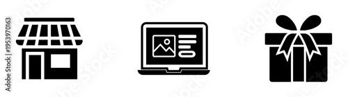 Retail online store marketplace and gift shopping icon