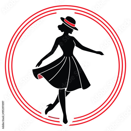 A solo female tap dancer silhouette