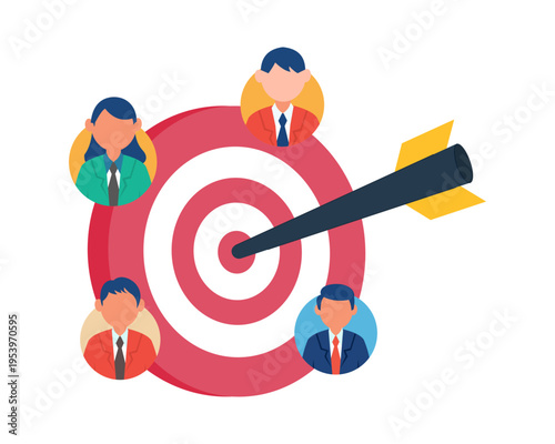 vector illustration of digital marketing strategy with target audience and customer attraction