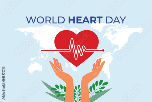 world heart day illustration vector. World Heart Day Concept Vector Illustration. world globe World heart day concept