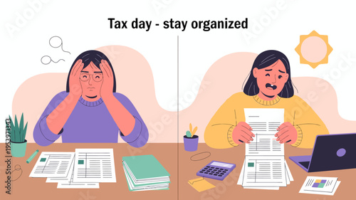 Tax preparation stress versus organized efficiency a visual comparison of approaches