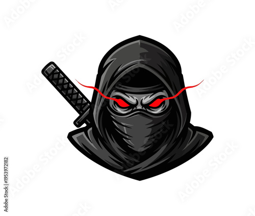 Ninja warrior illustration dark background