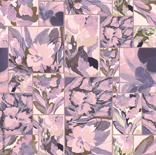 seamless floral pattern Geometric batik creative design repeat pattern fabric print design abstract texture light purple colour background texture 