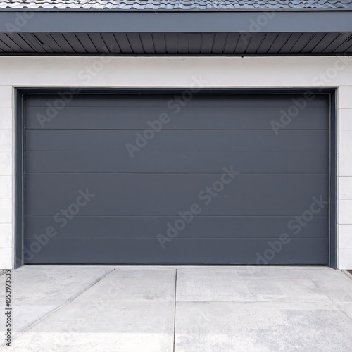 a garage door with the top open, revealing a dimly lit interior and scattered tools along the concrete floor