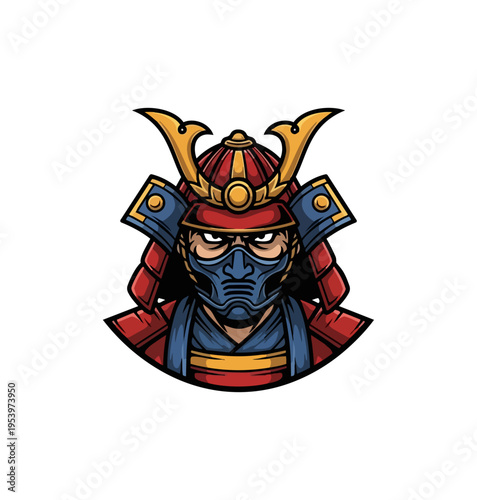 Samurai warrior illustration on black background