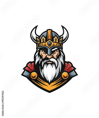 Viking warrior illustration on black background for design elements