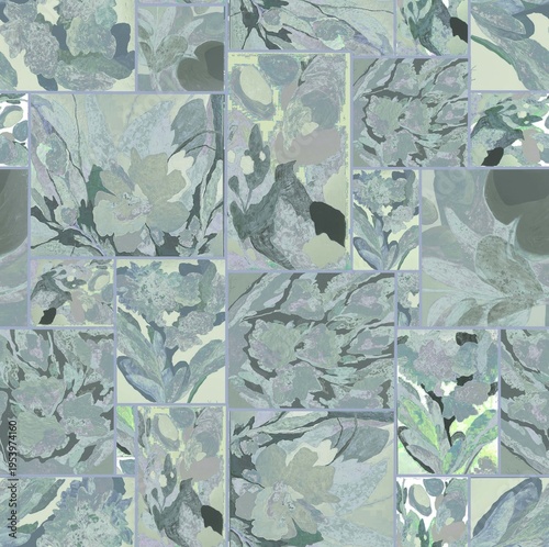 Geometric batik creative design seamless floral pattern repeat pattern fabric print design abstract texture dusty cyan blue colour background texture 