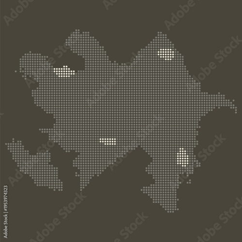 Azerbaijan Dotted Map in Earthy Brown and Gold. Luxury Gradient Vector with Glowing Spots