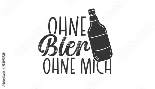 A beer bottle icon with German text on a white background