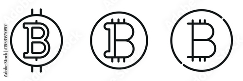 Bitcoin Cryptocurrency Icons Set Minimal Line and Outline Style Digital Currency Vector Illustration