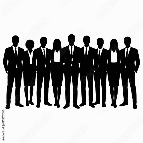 Businessman silhouettes , group of standing business men and women 
