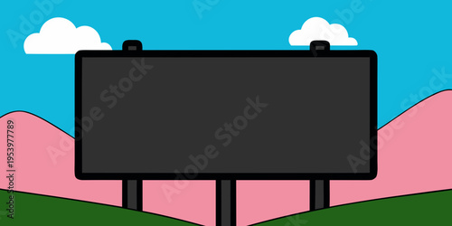 Empty billboard silhouette isolated on mountains roadside marketing advertisement
