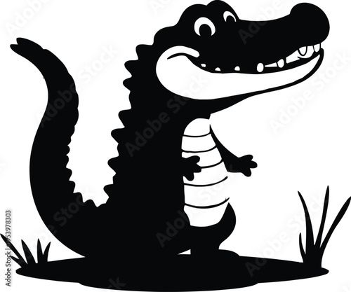 Cute cartoon a illustrator silhouette alligator