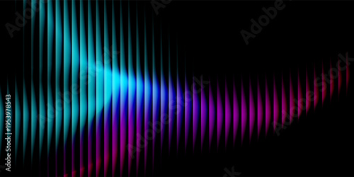 Abstract futuristic soundwave pattern, glowing neon gradient waves, high contrast on deep black background