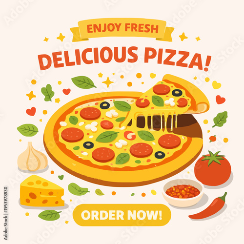 Fresh Pizza Illustration