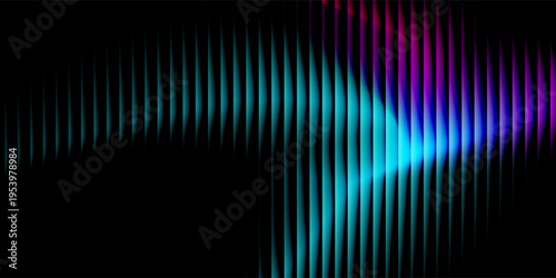 Abstract futuristic soundwave pattern, glowing neon gradient waves, soft light bloom