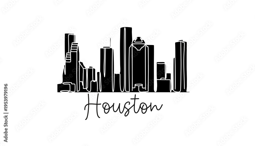 Fototapeta premium Houston city skyline silhouette vector illustration on white background