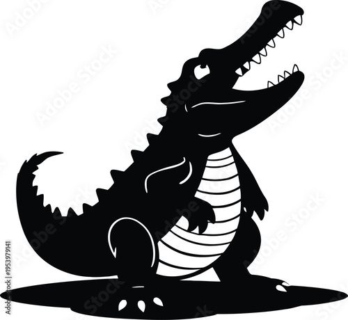 Cute cartoon a illustrator silhouette alligator