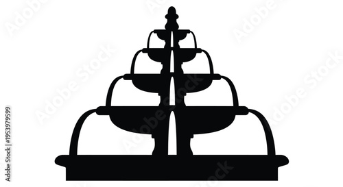 Elegant tiered fountain design a striking black shape silhouette