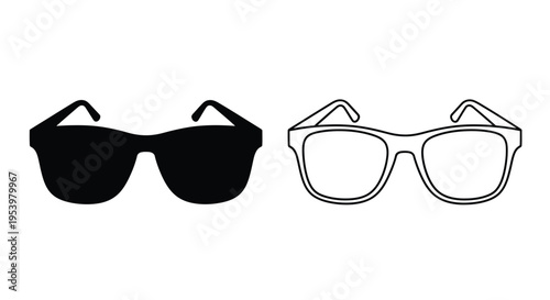 Two pairs of sunglasses one black and one white in silhouette