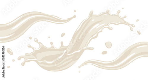 Milk splash wave vector illustration with flowing liquid cream shapes smooth dynamic fluid design element for dairy backgrounds and beverage concepts
