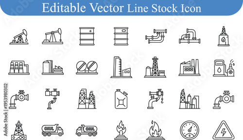 Industrial icons collection for energy and manufacturing