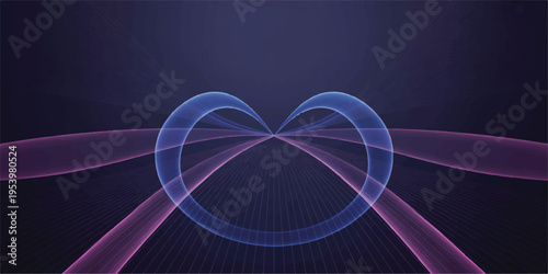 The abstract digital background features a looping design.