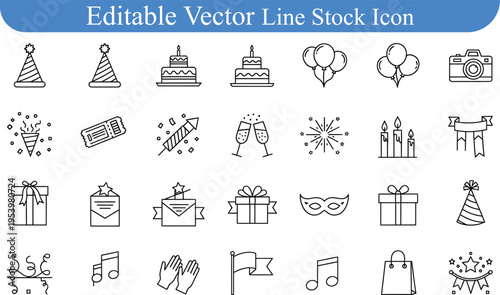 Holiday icons vector set with line art