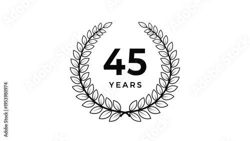 Decorative laurel wreath frame featuring the number forty-five and word years for a celebratory forty-fifth anniversary event.