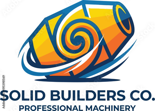 construction mixture machine company logo design