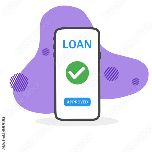 Mobile Loan Approval Concept with Smartphone Screen Showing Approved Status, Digital Banking Service, Fintech Application, Online Credit Approval, Personal Finance Technology