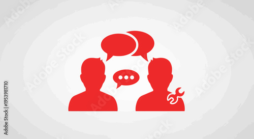 Red silhouette people talking communication.