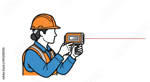 Man using laser level tool.