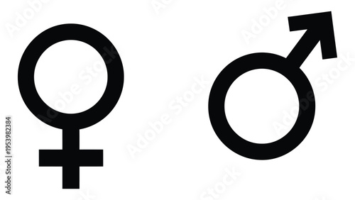 Simple depiction of the female and male gender symbols in black
