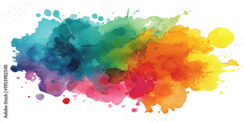 A vibrant watercolor splash bursts with a rainbow of colors, evoking creativity and artistic expression.