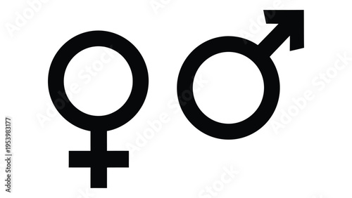 Classic gender symbols a female circle with a cross and a male circle with an arrow