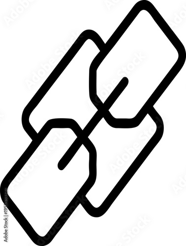 Line art icon of interconnected links in black outline