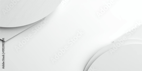 A clean vector design of a blank white sheet of paper with a curled corner and soft shadow lines on an empty black background template