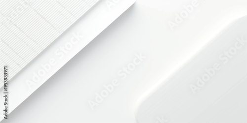 Blank white sheet of paper background featuring a 3d page curl corner and soft shadow on a clean empty business document template for office letter design