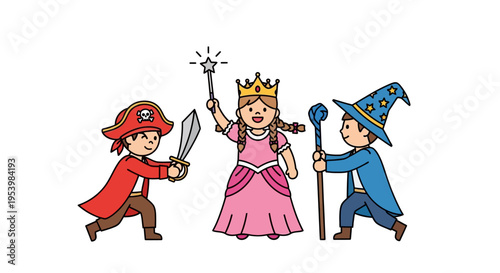 Children dressed as fantasy characters playing together.