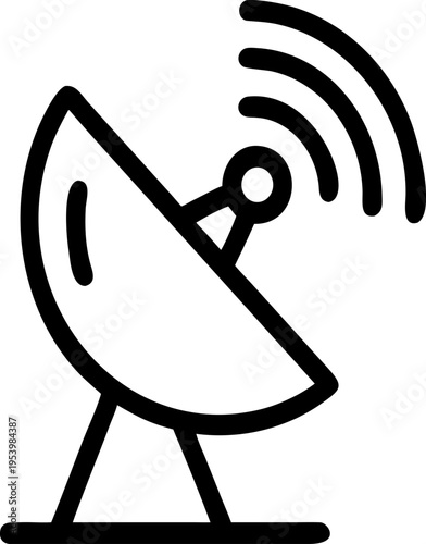 Line art icon of satellite dish with signal waves
