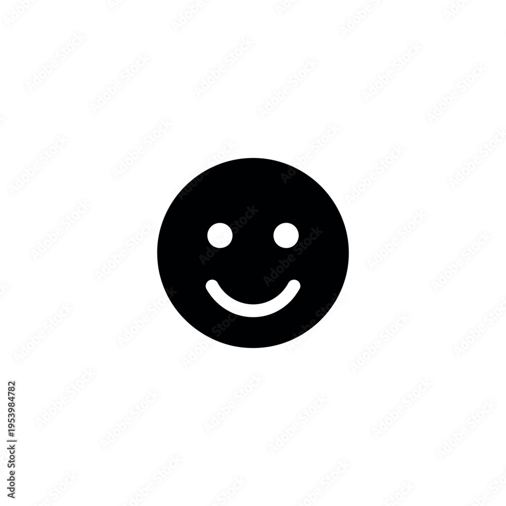 Fototapeta premium Black Smiling Face Emoji Icon Symbol.