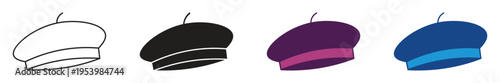 Beret icon set, vector illustration.