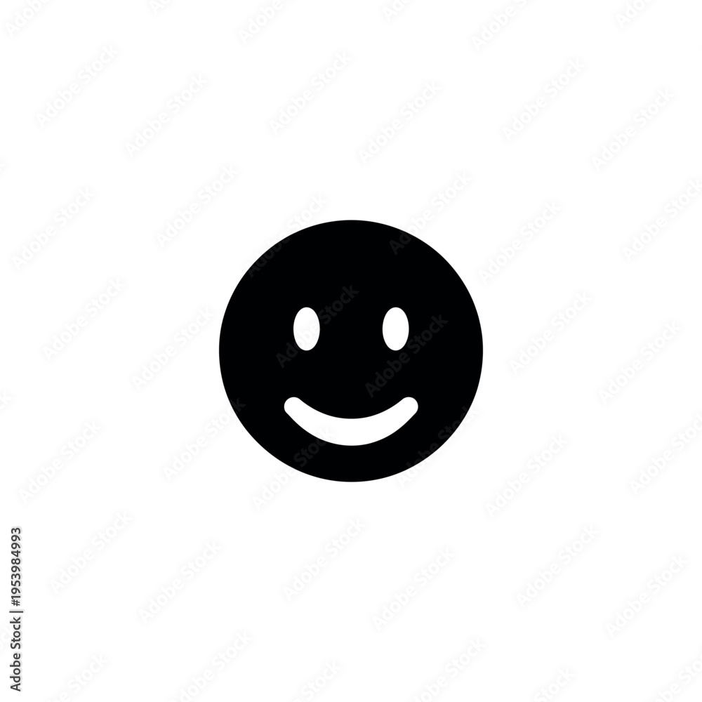 Fototapeta premium Black Smiling Face Emoji Icon Illustration.