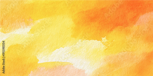 Golden abstract watercolor background evoking feelings of warmth, brightness and artistic beauty. The texture adds depth to this eye-catching and vibrant design.