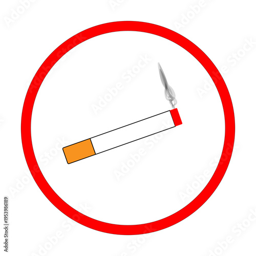 Vector cigarette in circle Smoking area sign
