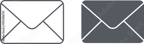 Envelope line art and filled icons set isolated on transparent background mail message letter