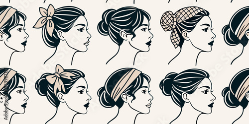 Set of fashionable women's hairstyles for designers isolated on white
